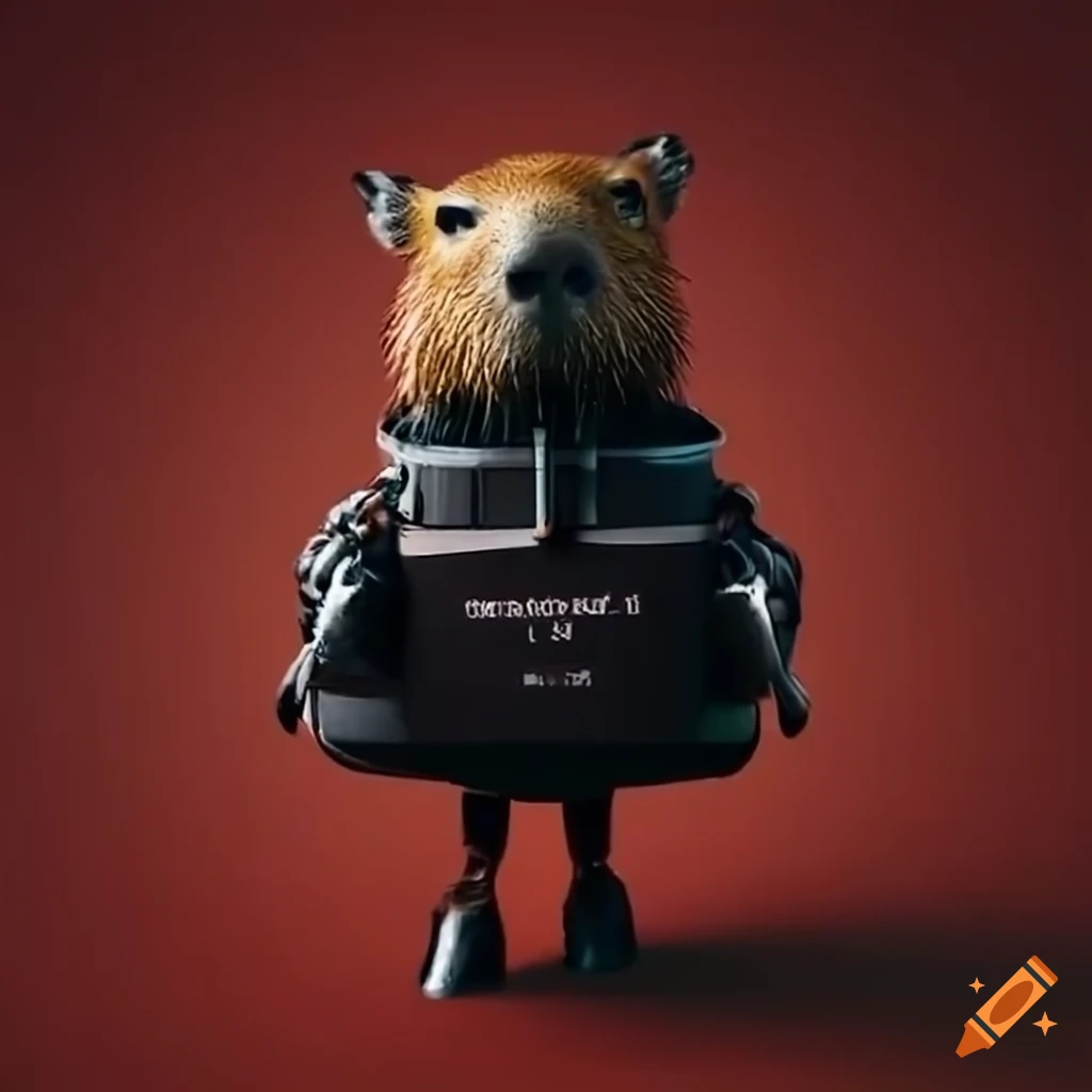 capybara in a black jetpack