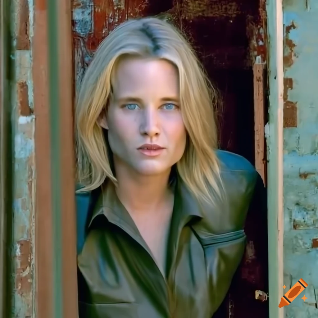 Closeup Of A Blonde Actress Peeking Through A Door On Craiyon
