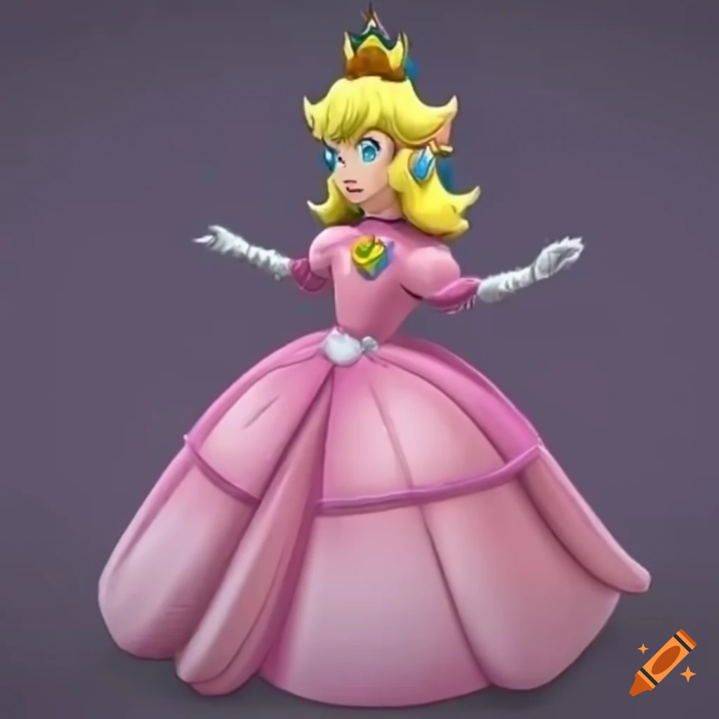 Princess Peach dressing Link in a pink ballgown