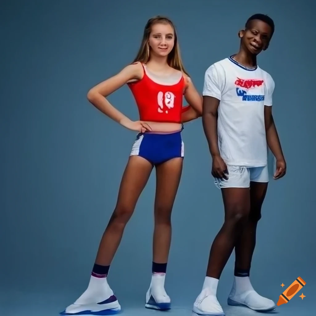Beautiful Athletic Girls In 80s Style Sportswear Smiling At Camera