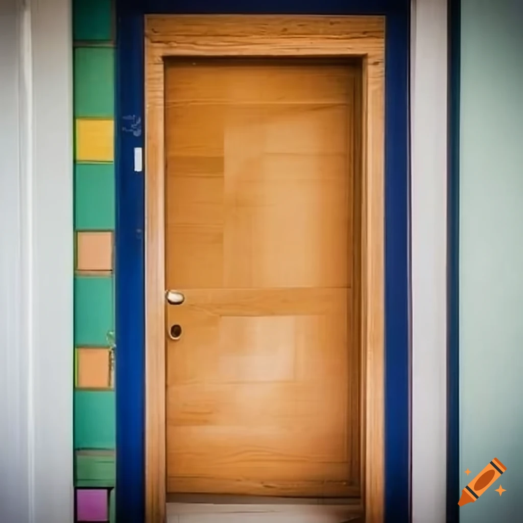Wooden classroom door with number 6 and blank whiteboard