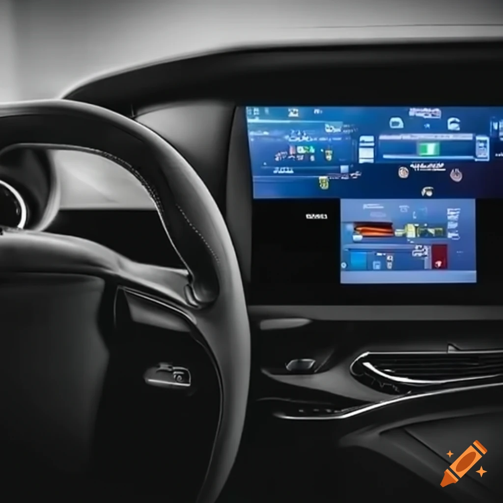Modern car interior with interactive touch screens on Craiyon