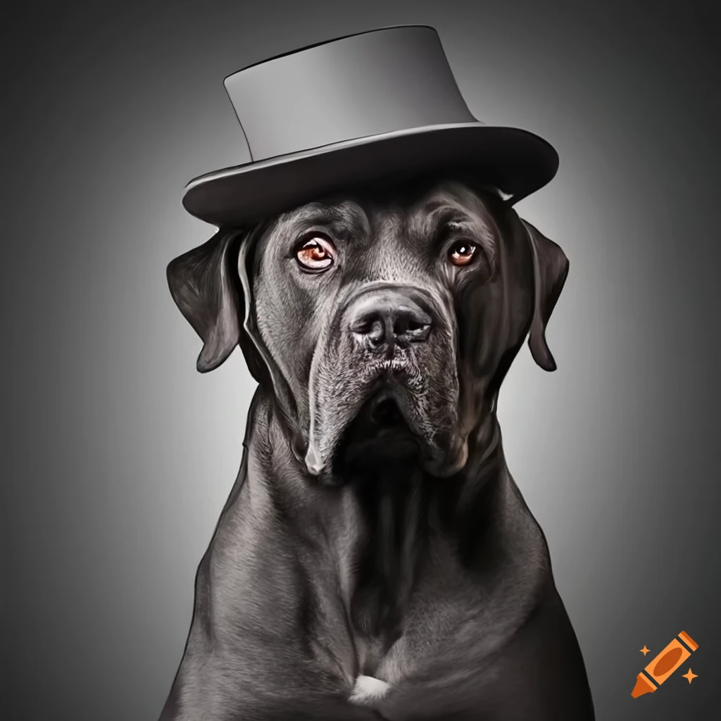 Cane corso wearing a hat