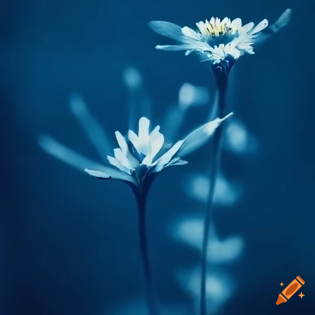 cyanotype of wild flowers