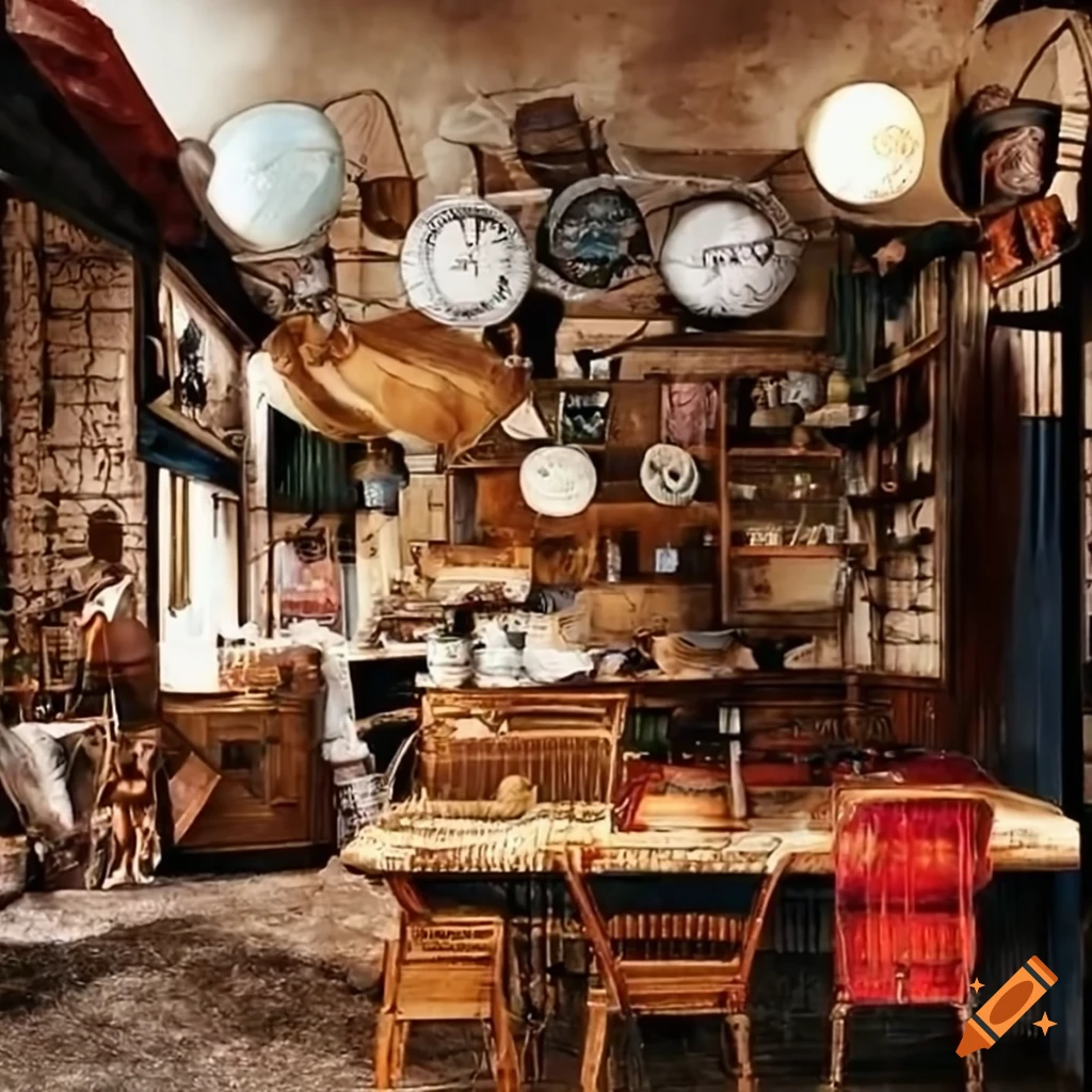 Image of a cozy flea market cafe on Craiyon