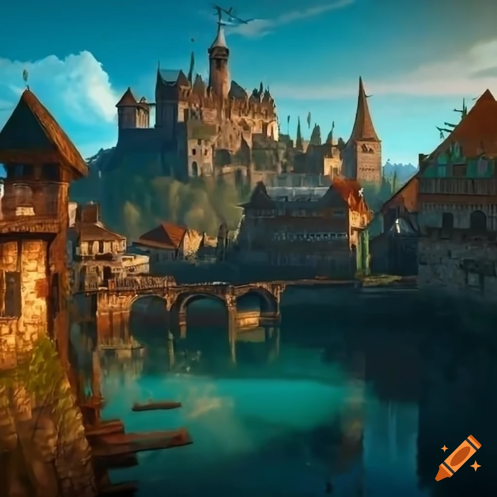 Medieval cityscape inspired by the witcher 3
