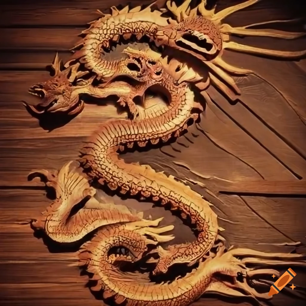 Surreal chinese wood dragon artwork on Craiyon