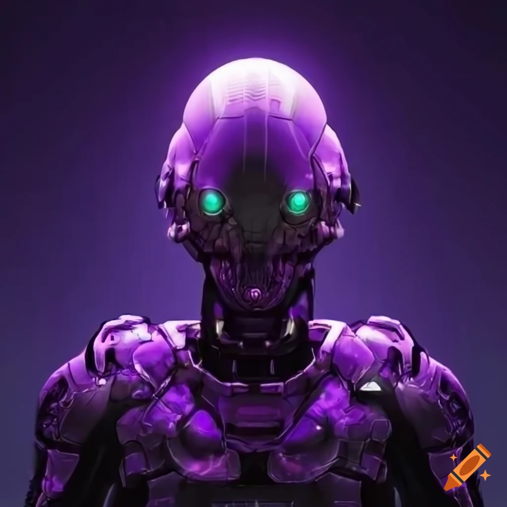 futuristic alien robotic soldier in dark armor