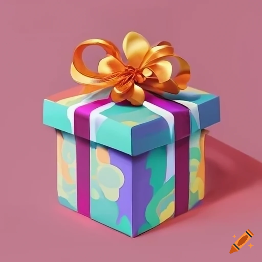 Colorful Gift Box With A Rainbow Design On Craiyon
