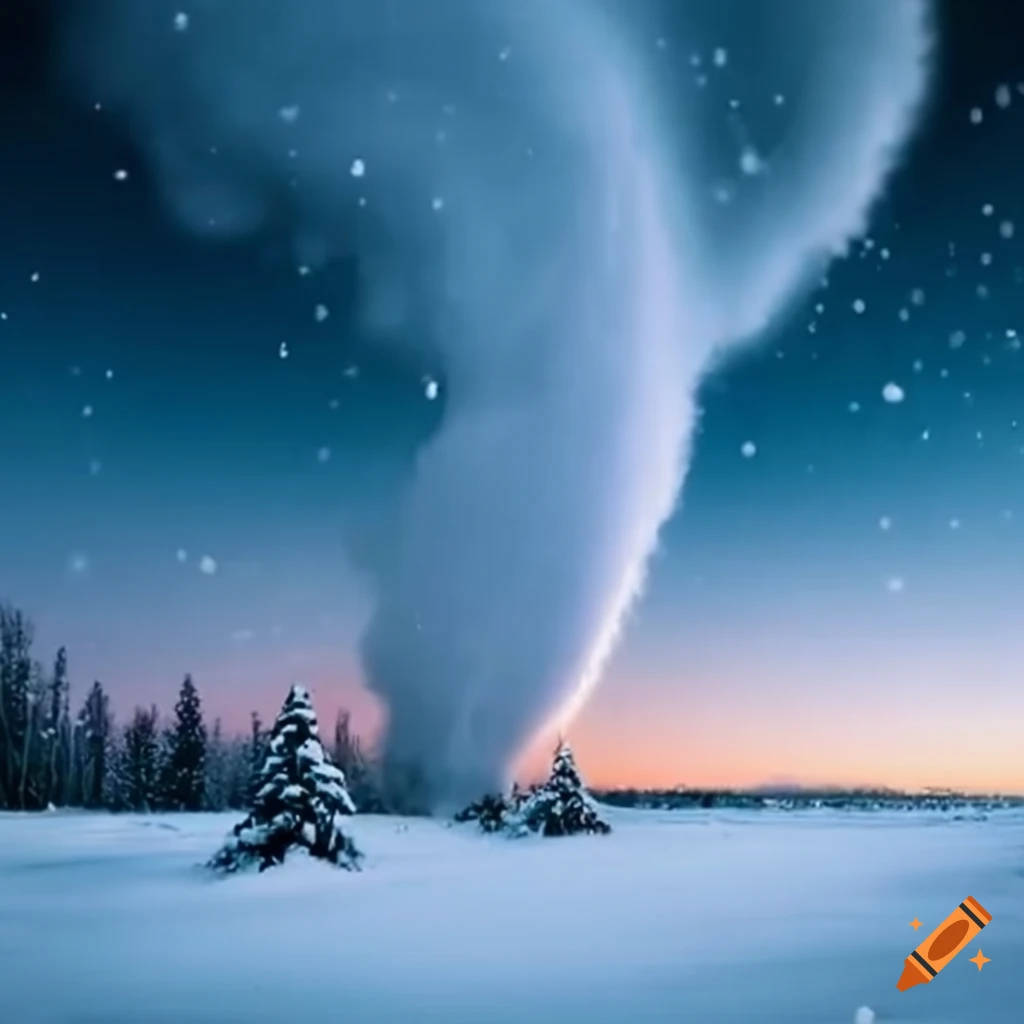 winter scene with a tornado
