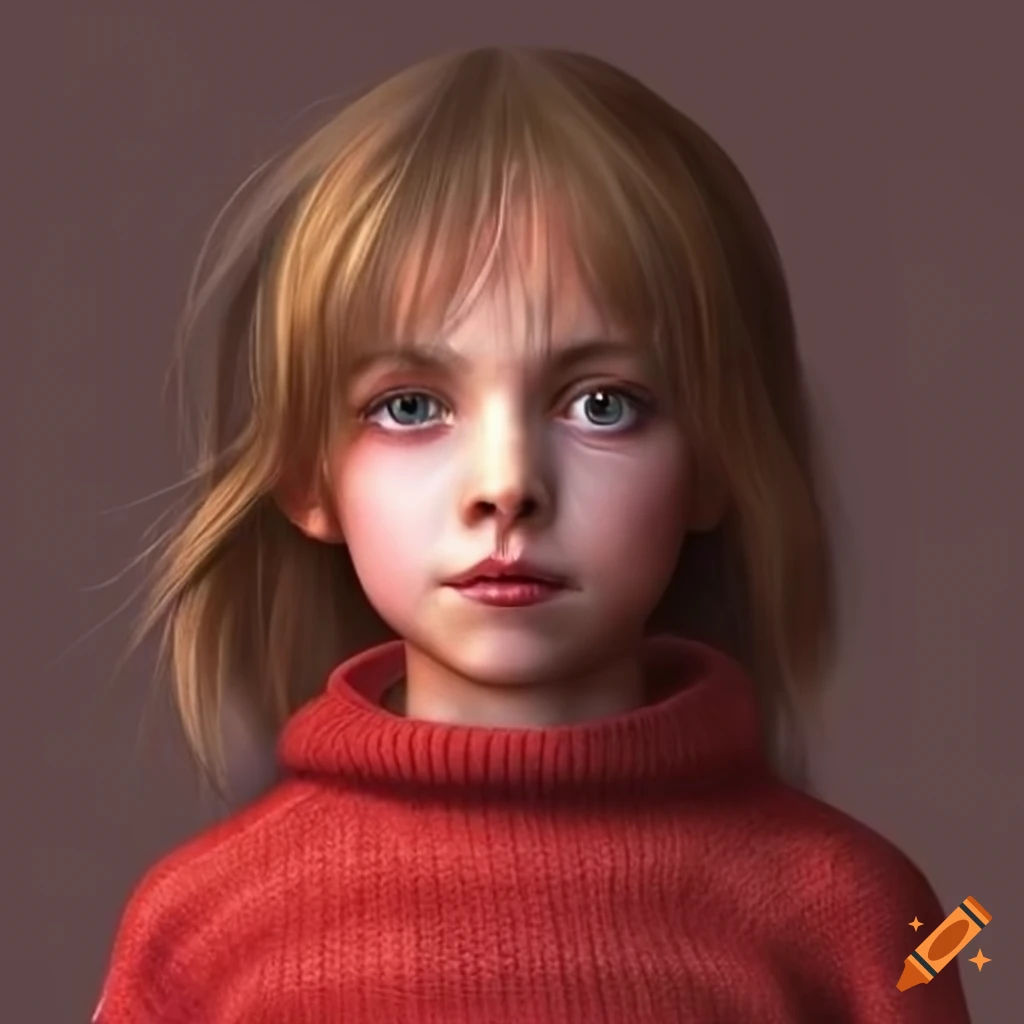 Portrait of a young girl in a red pullover