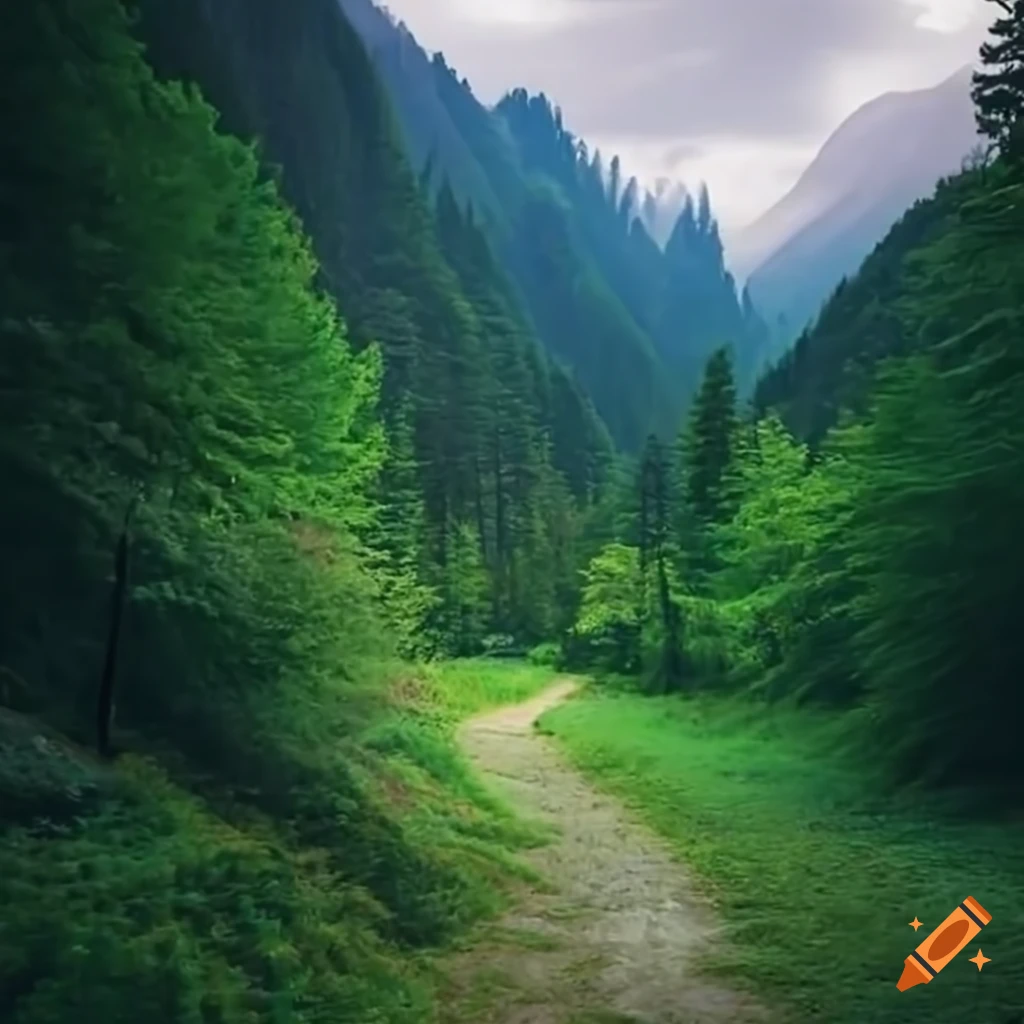 walking-in-a-beautiful-mountain-forest-on-craiyon