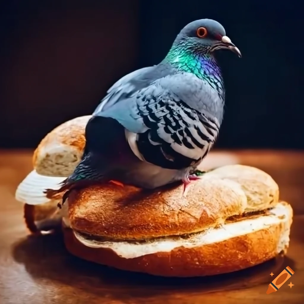 pigeon eating bread in Sarajevo