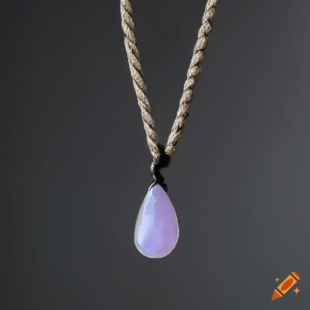 Chalcedony stone pendant necklace on black rope
