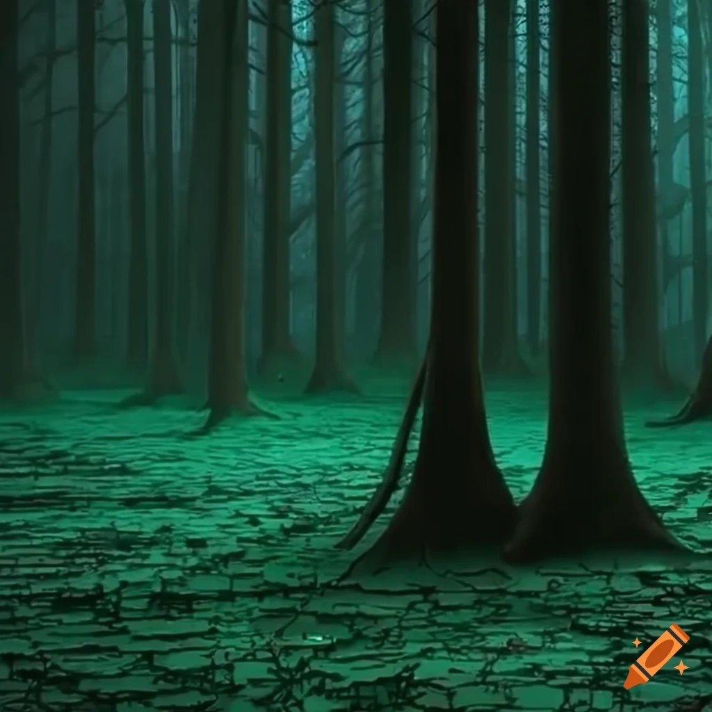 Abstract representation of a forest made of lines of code on Craiyon
