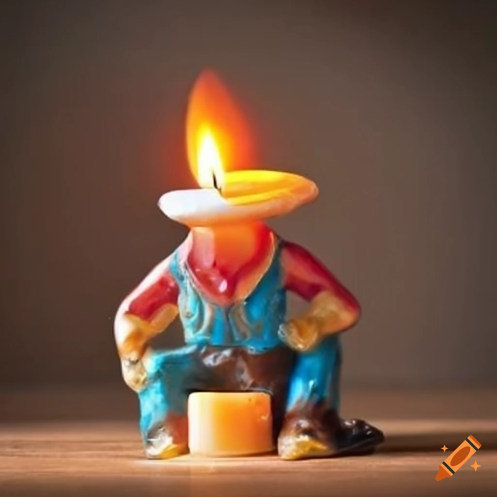 Vintage Cowboy Figurine Candle Burning