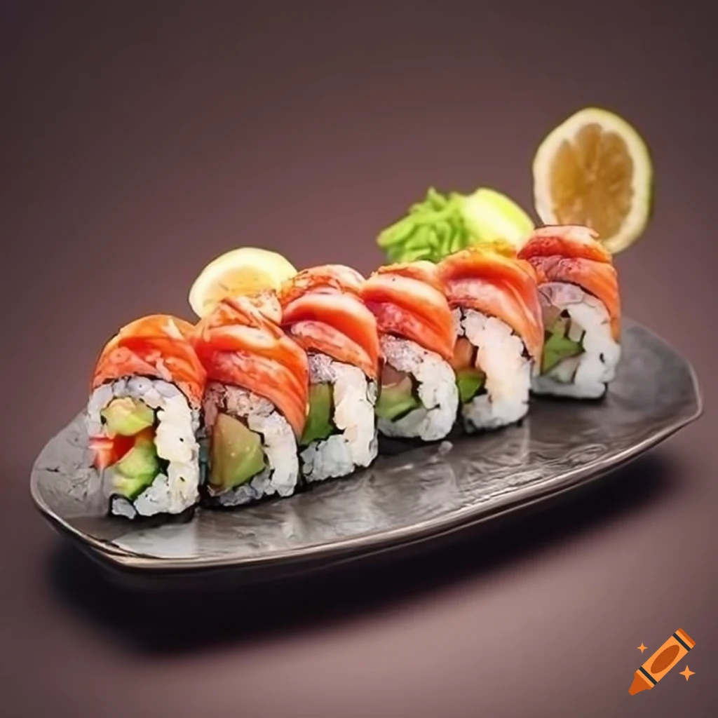 Close - up food photography of sushi set, ultra - realistic, low