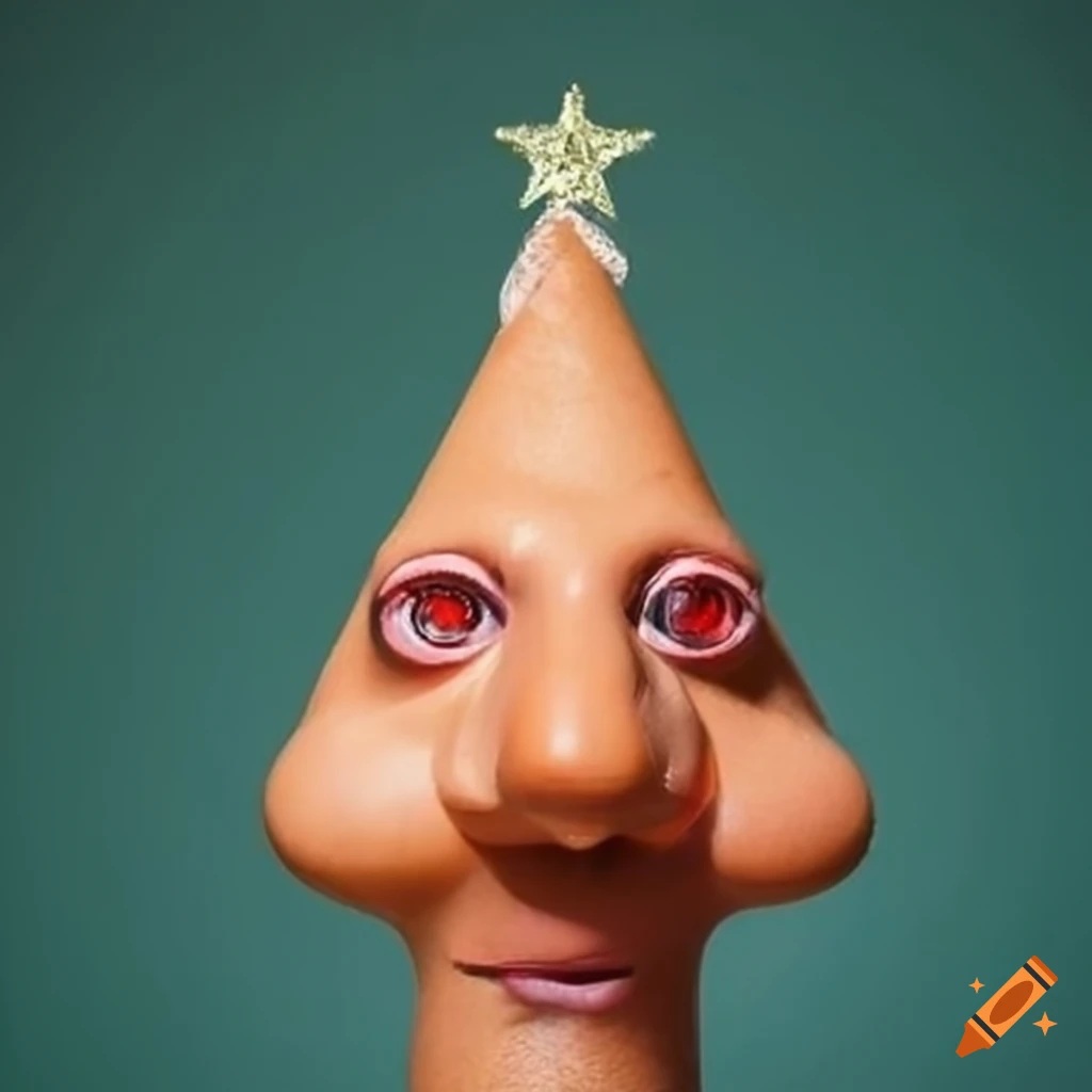 Funny christmas tree shaped like a nose on Craiyon