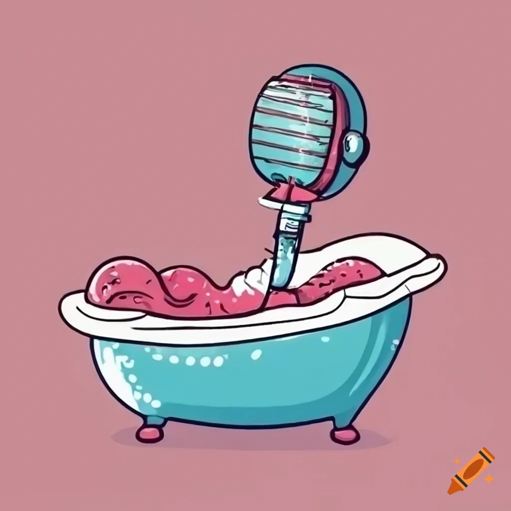doodle of a bathtub with a microphone