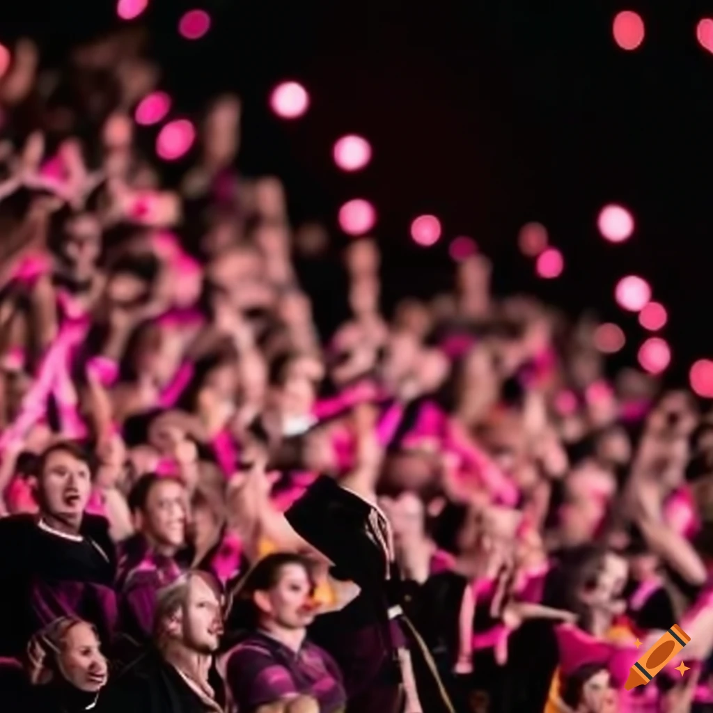 football fans in pink and black striped shirts