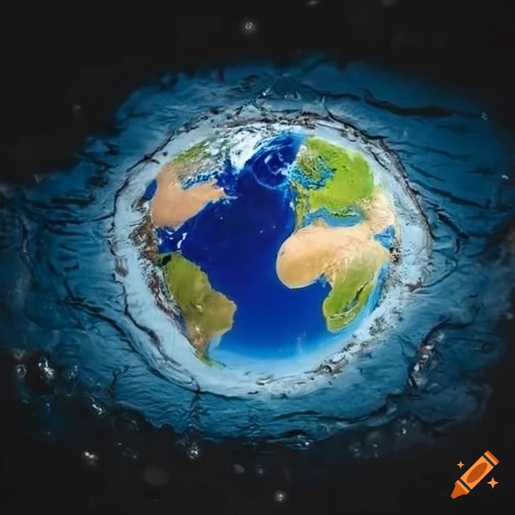 reflection of the earth in a puddle