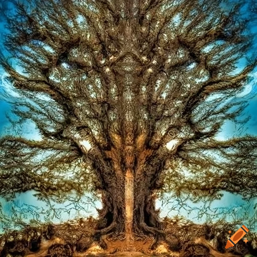 Symmetrical tree in nature on Craiyon