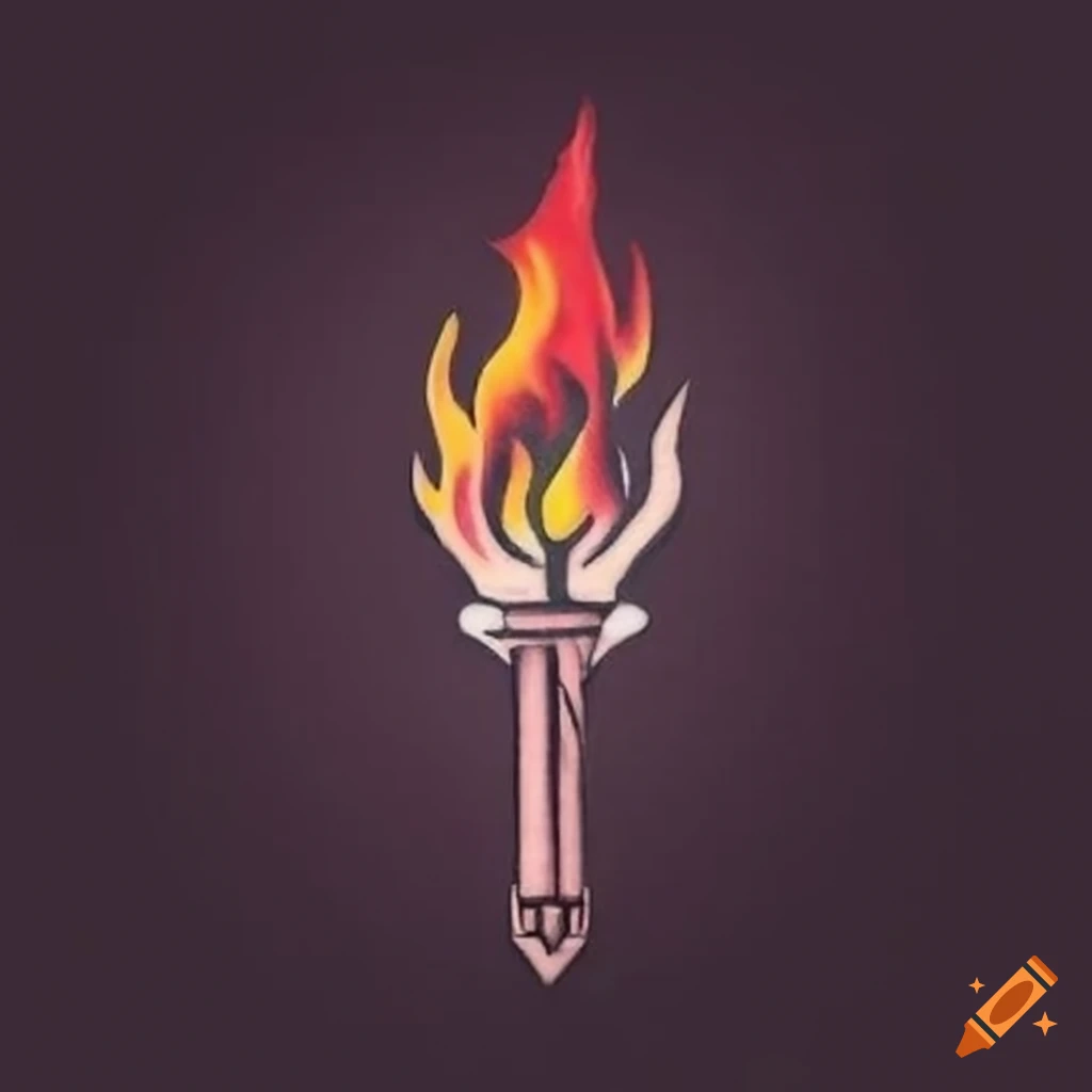 tattoo of a simplified torch logo