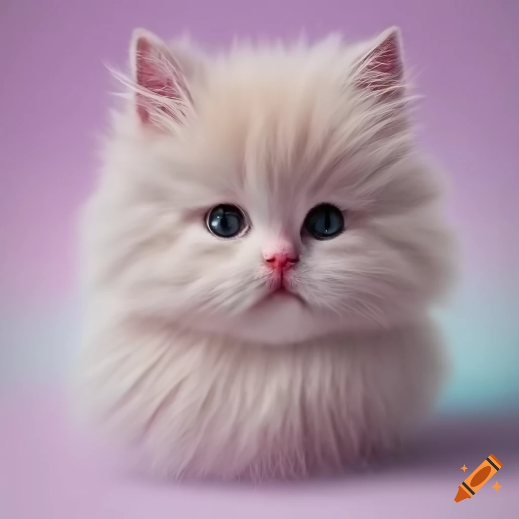 fluffy pastel drawing of an Angora kitten