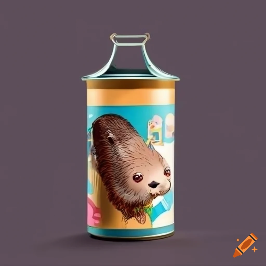 South Korean style food cans with otter label