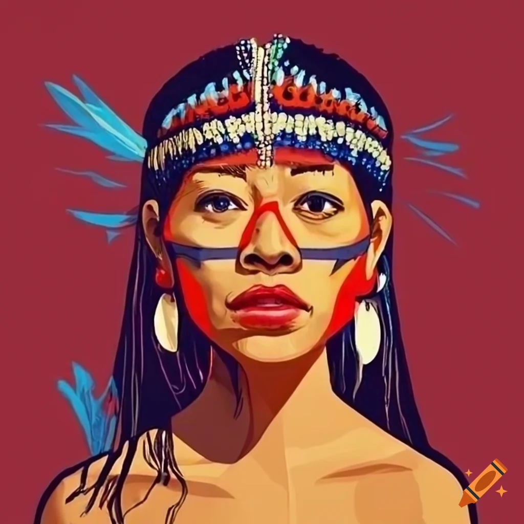 image with indigenous references and cartoon style