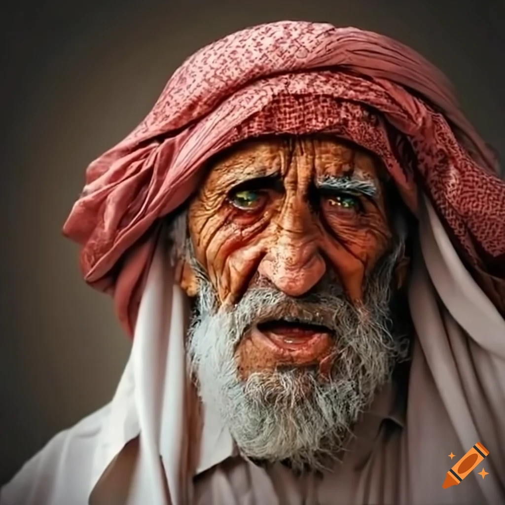 portrait of an angry Arab man with a turban