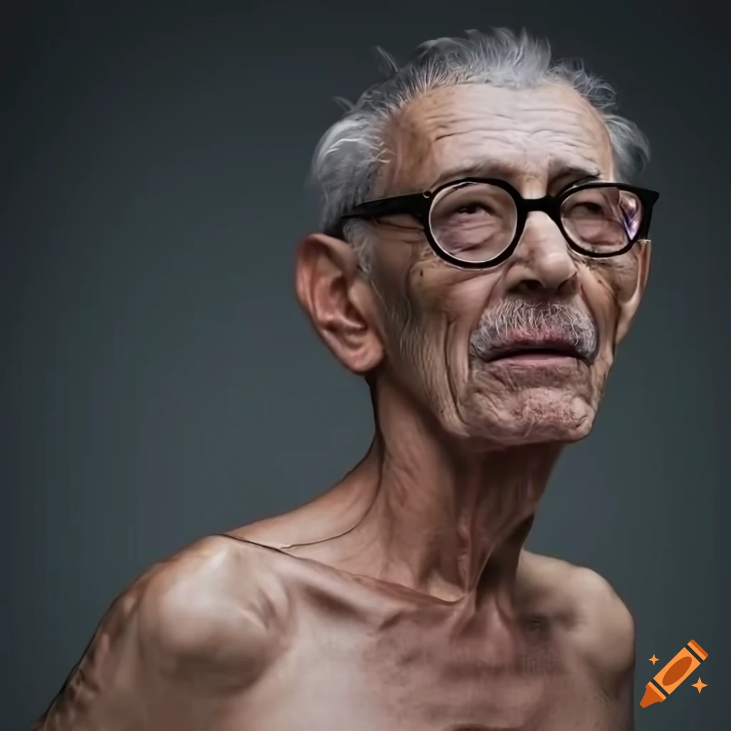 Portrait of a stylish elderly man in transparent streetwear on Craiyon