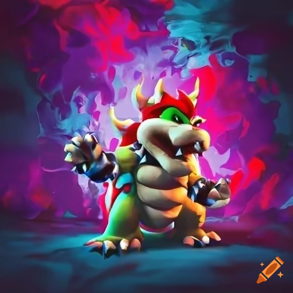 Abstract art inspired by bowser on Craiyon