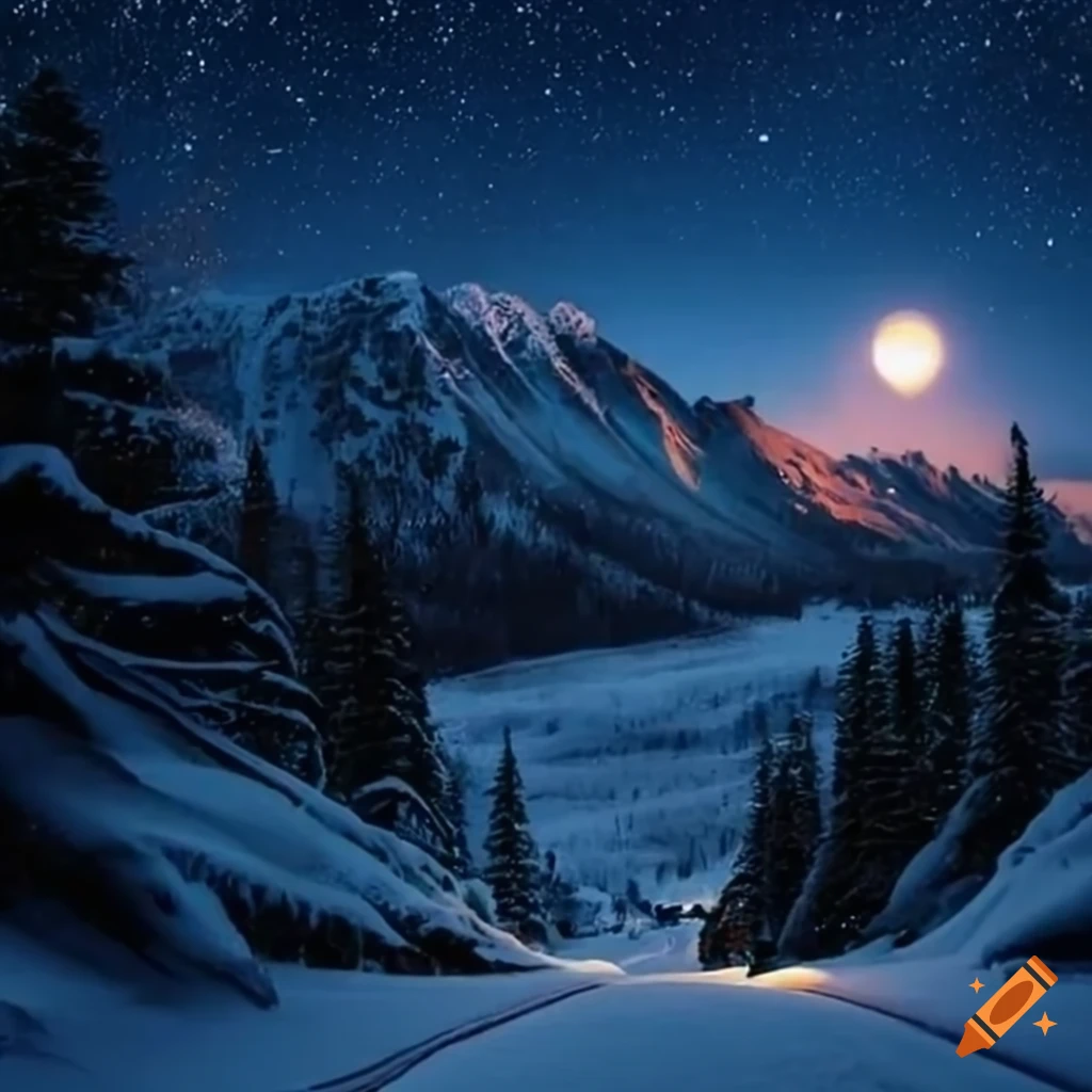 Tony Soprano skiing at night