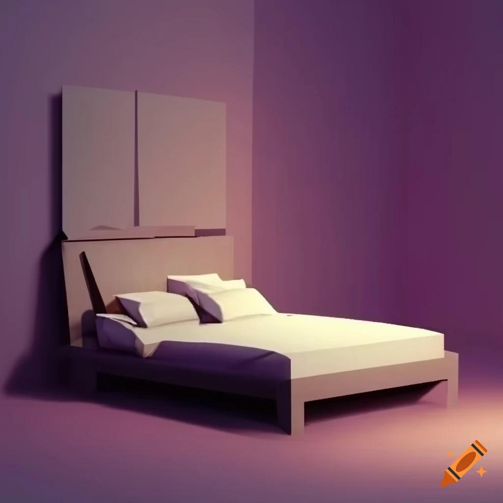 Low poly bedroom with a bed on Craiyon