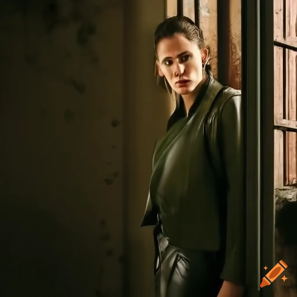 fashionable olive bomber jacket and high-waist leather trousers