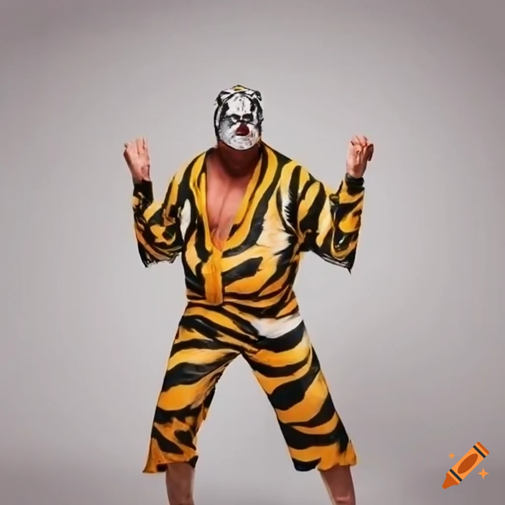 Wrestler In Tiger Mask And Robe On Craiyon