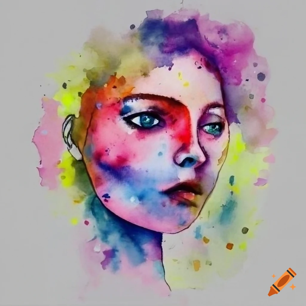 abstract watercolor painting of a face