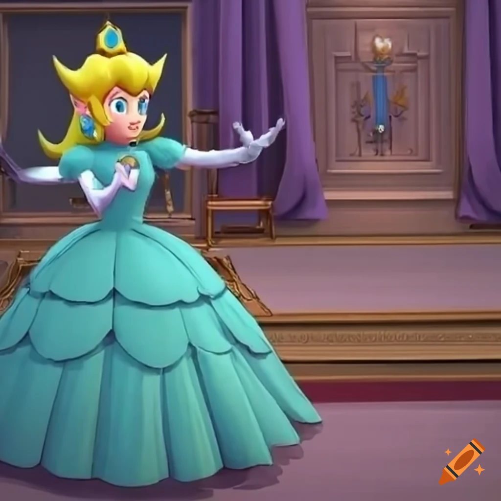 Link observing princess peach's ballgown