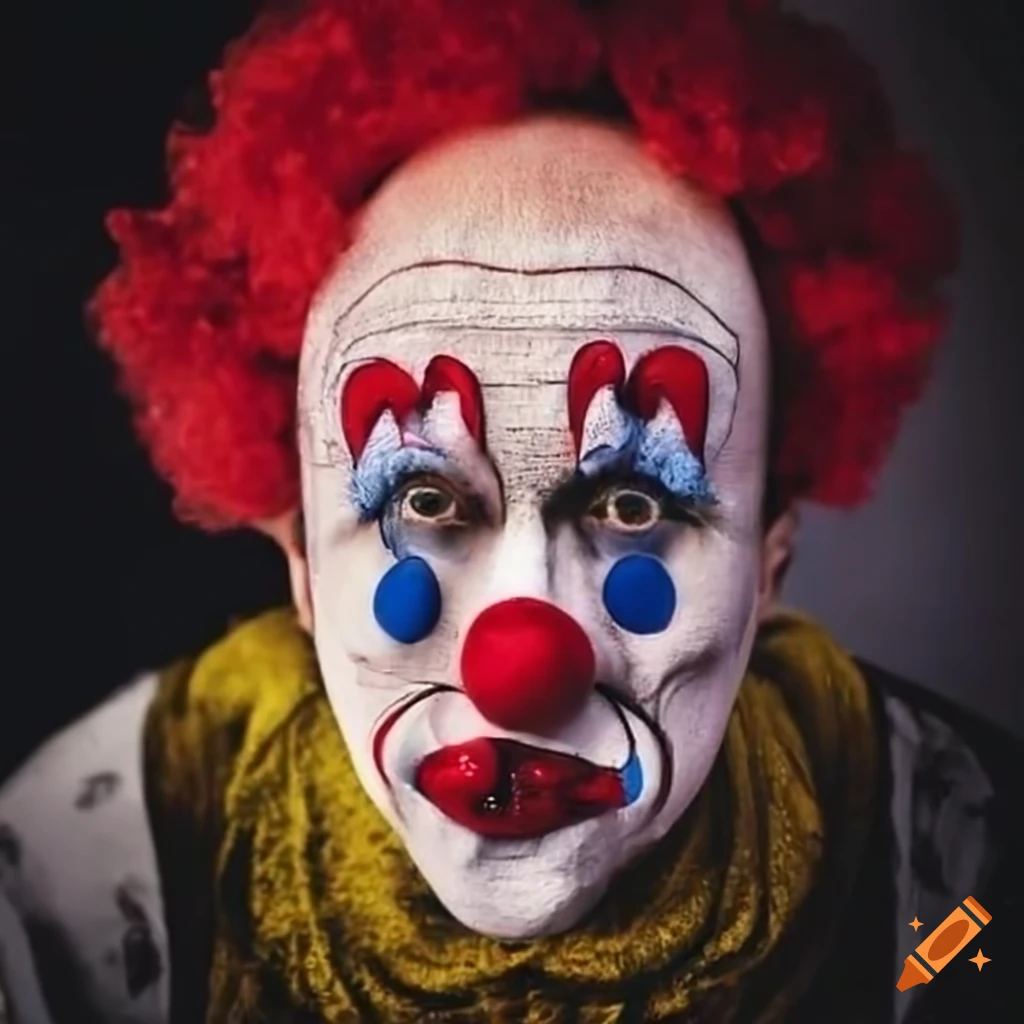 clown portraying different emotions