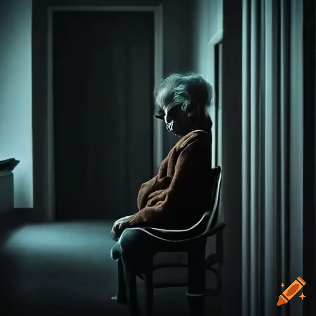 image depicting elderly people in a dark apartment corridor