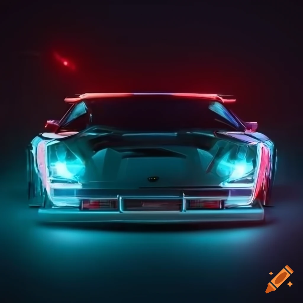 retro Lamborghini with neon lights