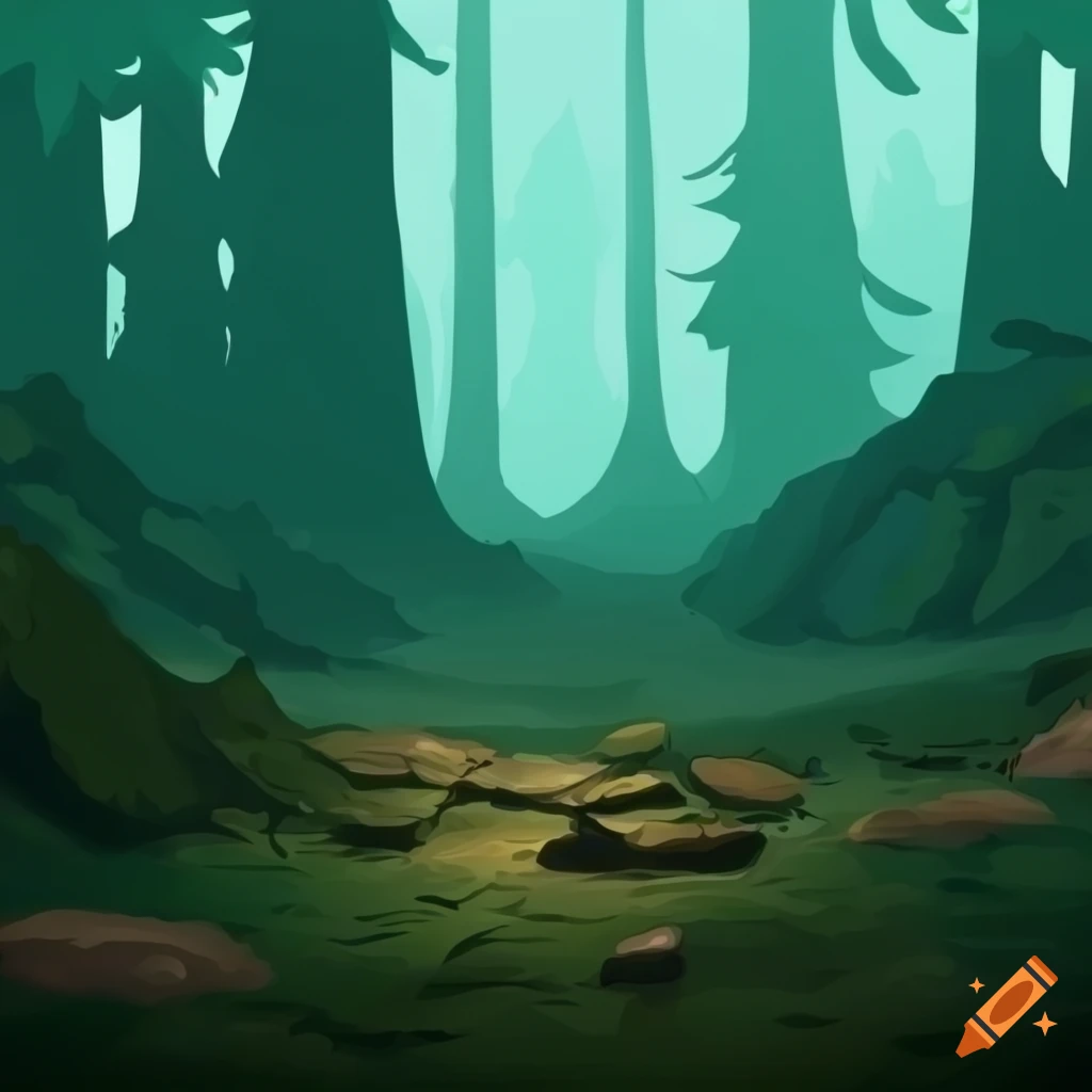 Forest and rocks background for 2d design