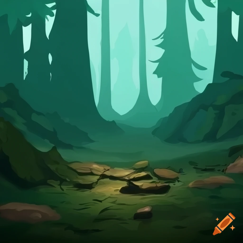 Forest And Rocks Background For 2d Design