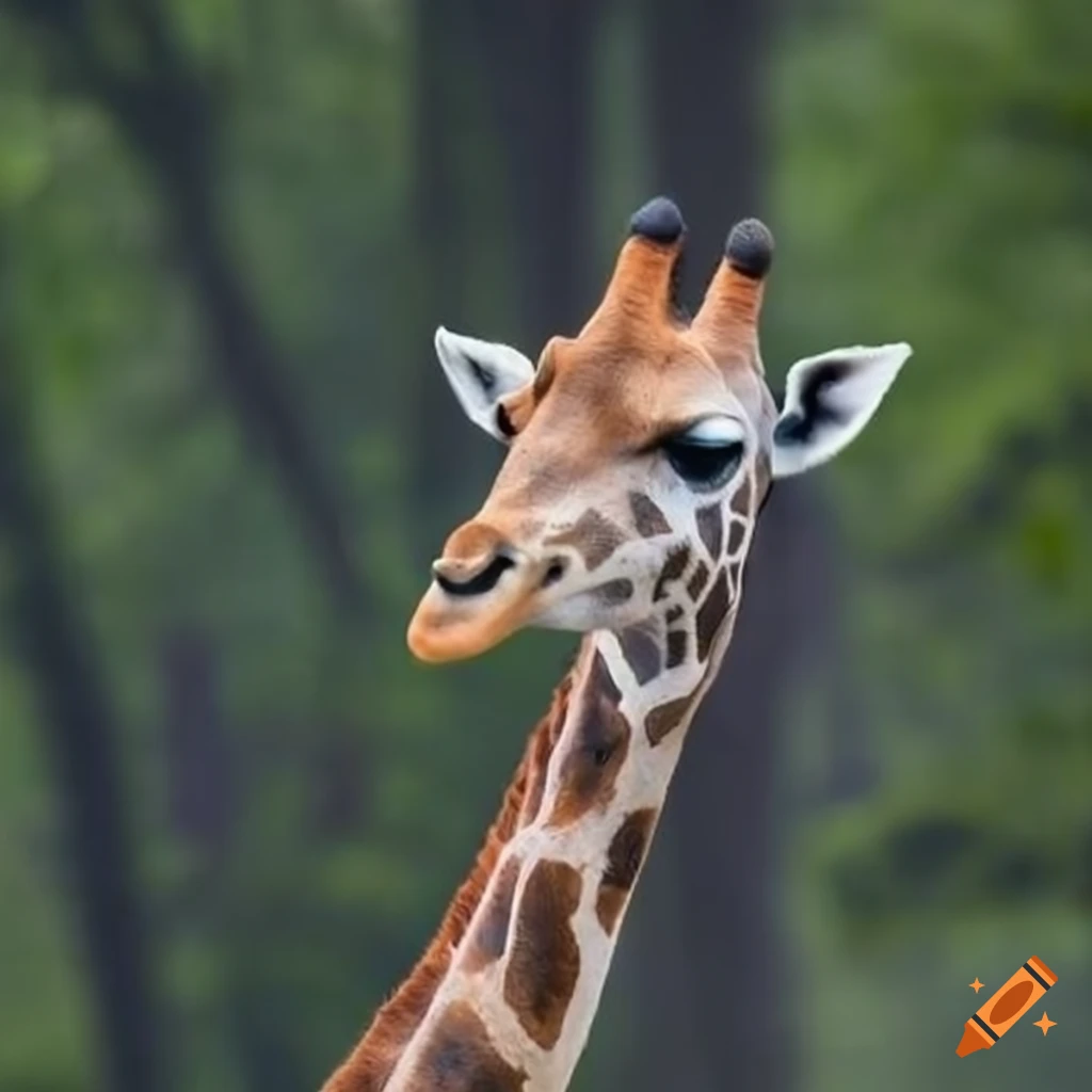 giraffe with a curved head