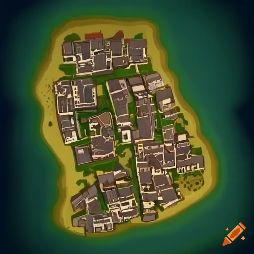 Suburban town map with identical houses on Craiyon