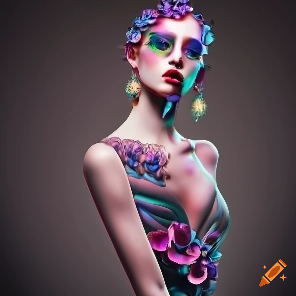 Intricate Fashion Illustration With Floral Earrings On Craiyon unique-wooden-earrings-on-craiyon