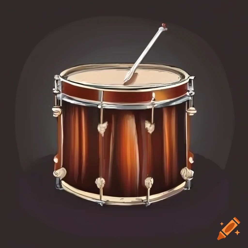 Digital drawing of a white background snare drum on Craiyon