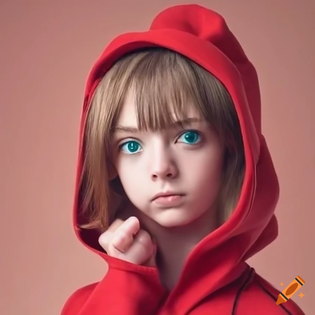 May from pokemon wearing a red hoodie