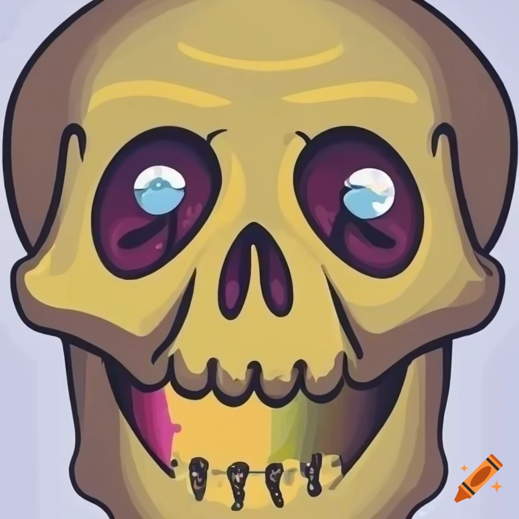 Cute laughing and winking skull icon